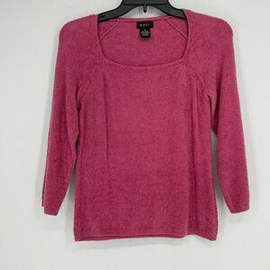 Evie Tops Women's S Fuchsia Pink Square Neck Raglan Sleeve Knit Stretch Pullover